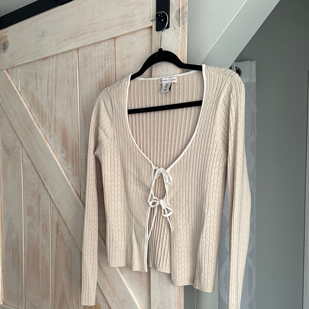 Sincerely Jules Cream Ribbed Sweater